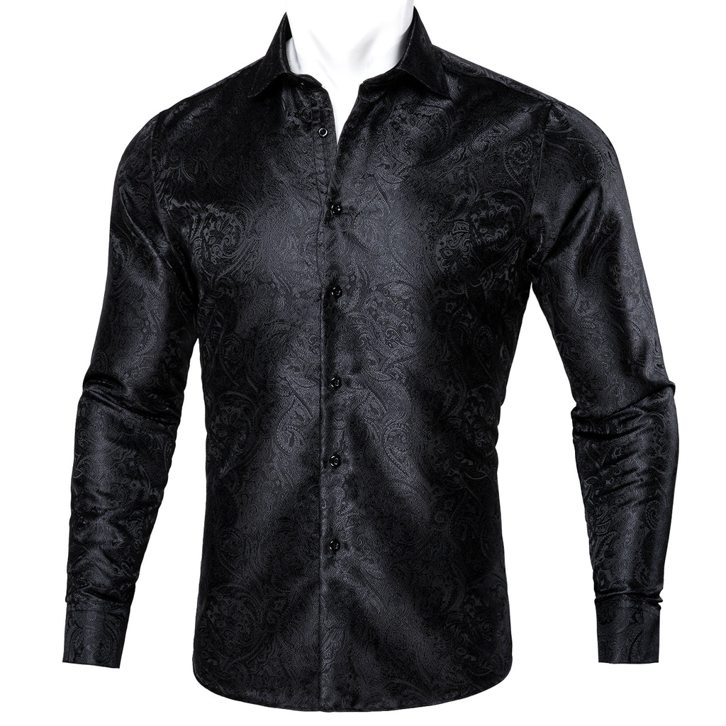 Barry.wang Black Floral Silk Men's Shirt – BarryWang