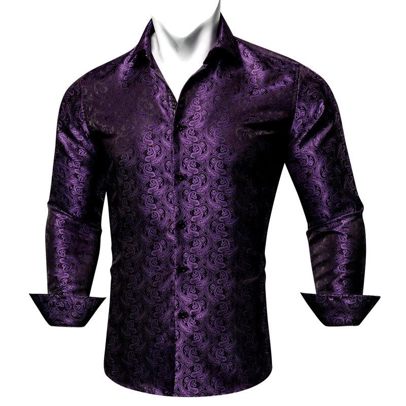 Barry.wang Luxury Amaranth Purpley Paisle Silk Shirt – BarryWang