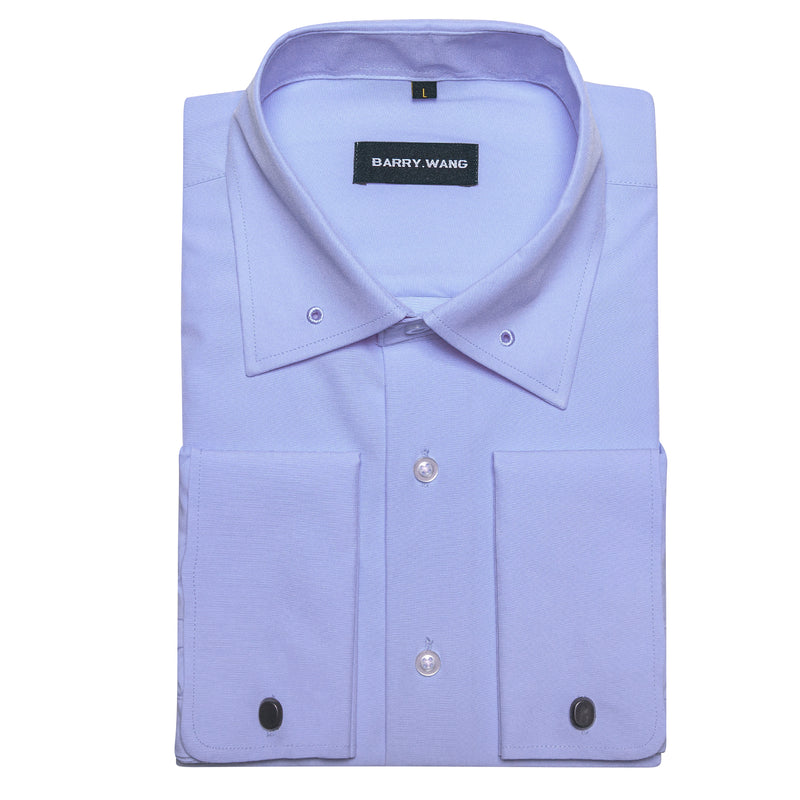 Barry.wang Medium Purple Solid Silk Shirt