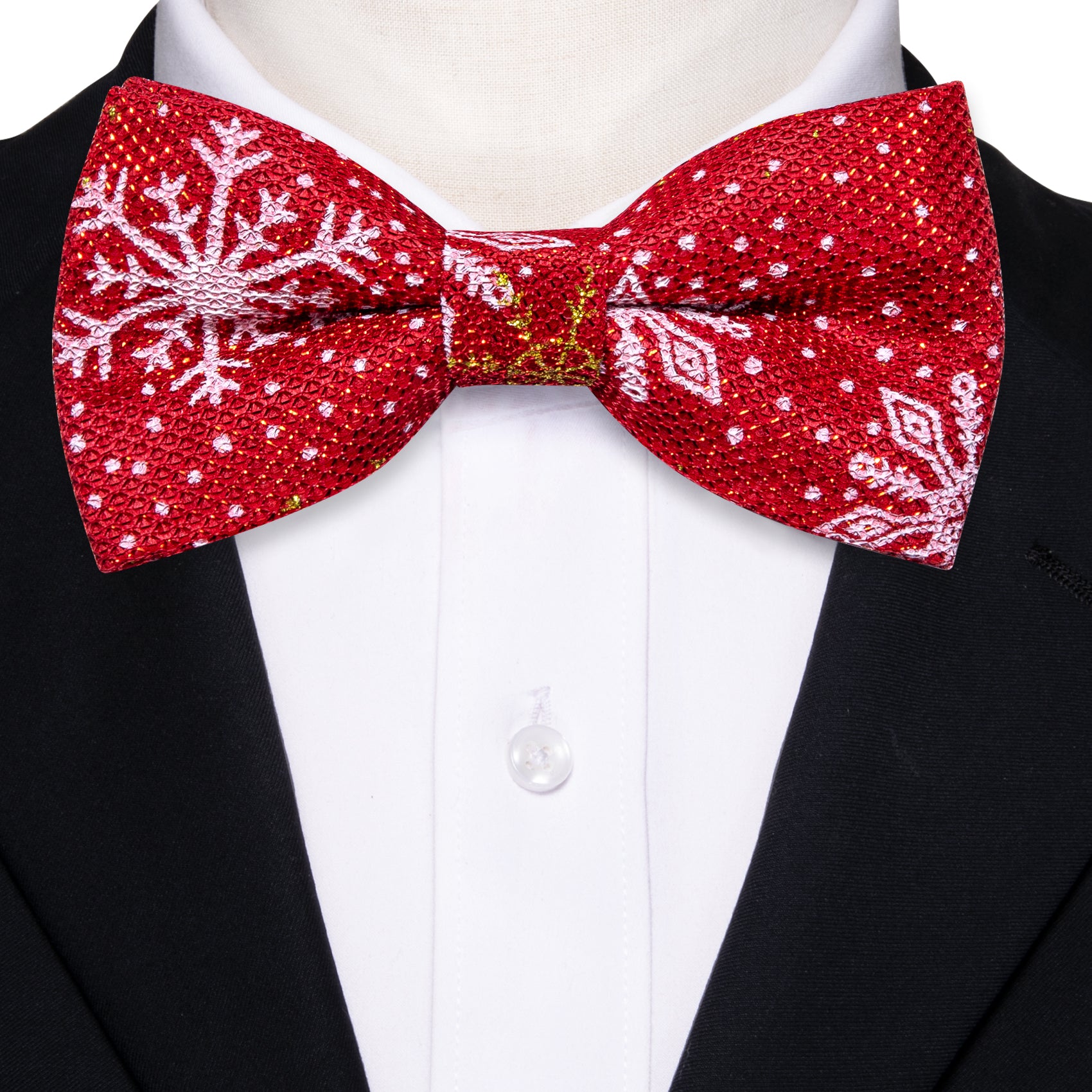 Christmas Red Green Elk Silk Pre-tied Bow Tie