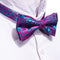 Purple Blue Paisley Bow Tie Hanky Cufflinks Set