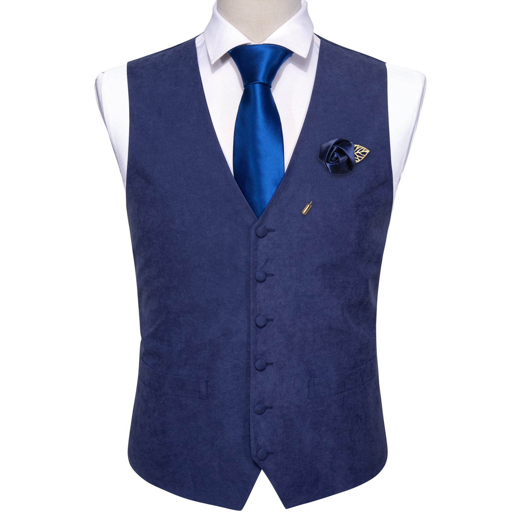 Men's Orange Solid Silk Waistcoat Vest for Business