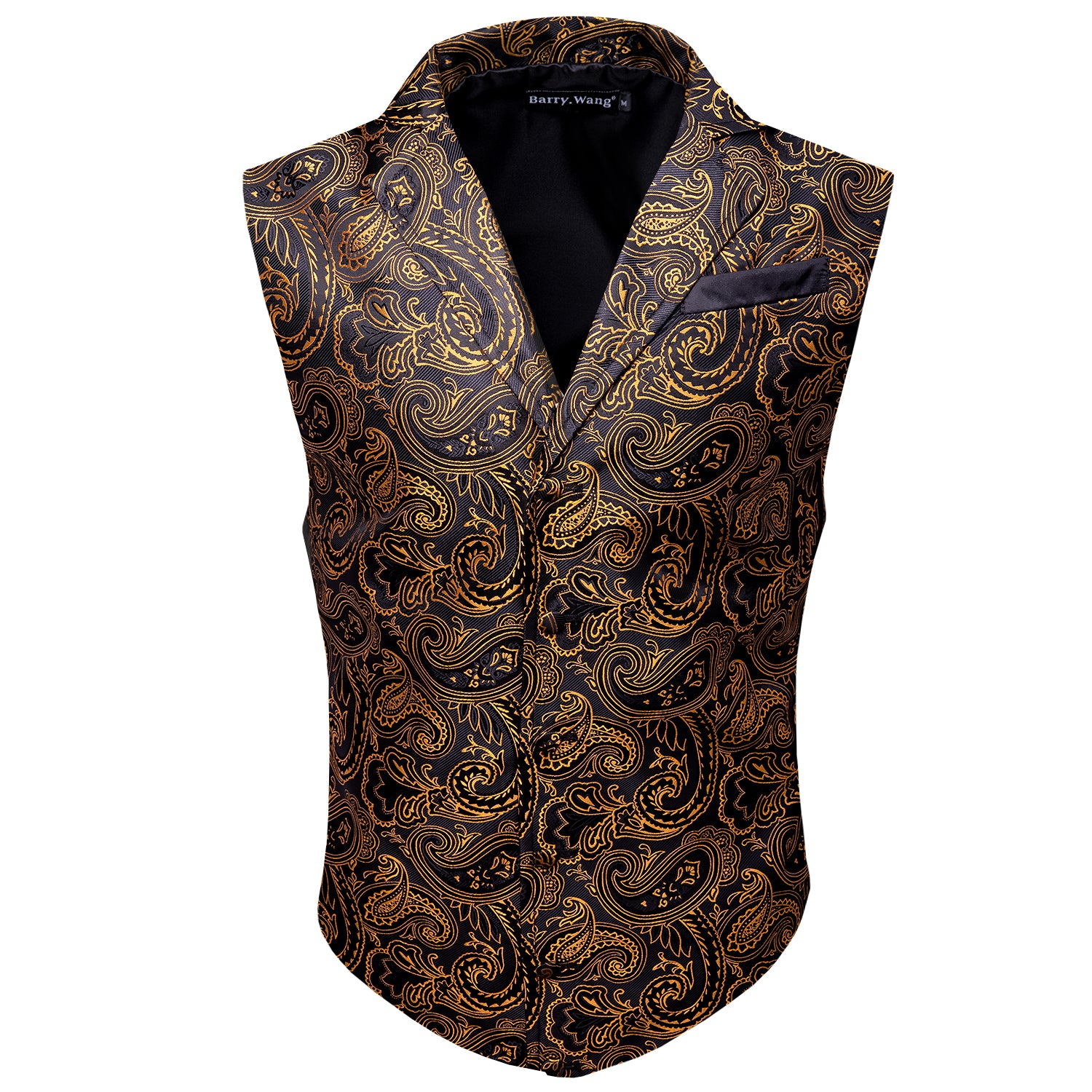 Luxury Men's Novelty Black Gold Paisley Silk Vest – BarryWang