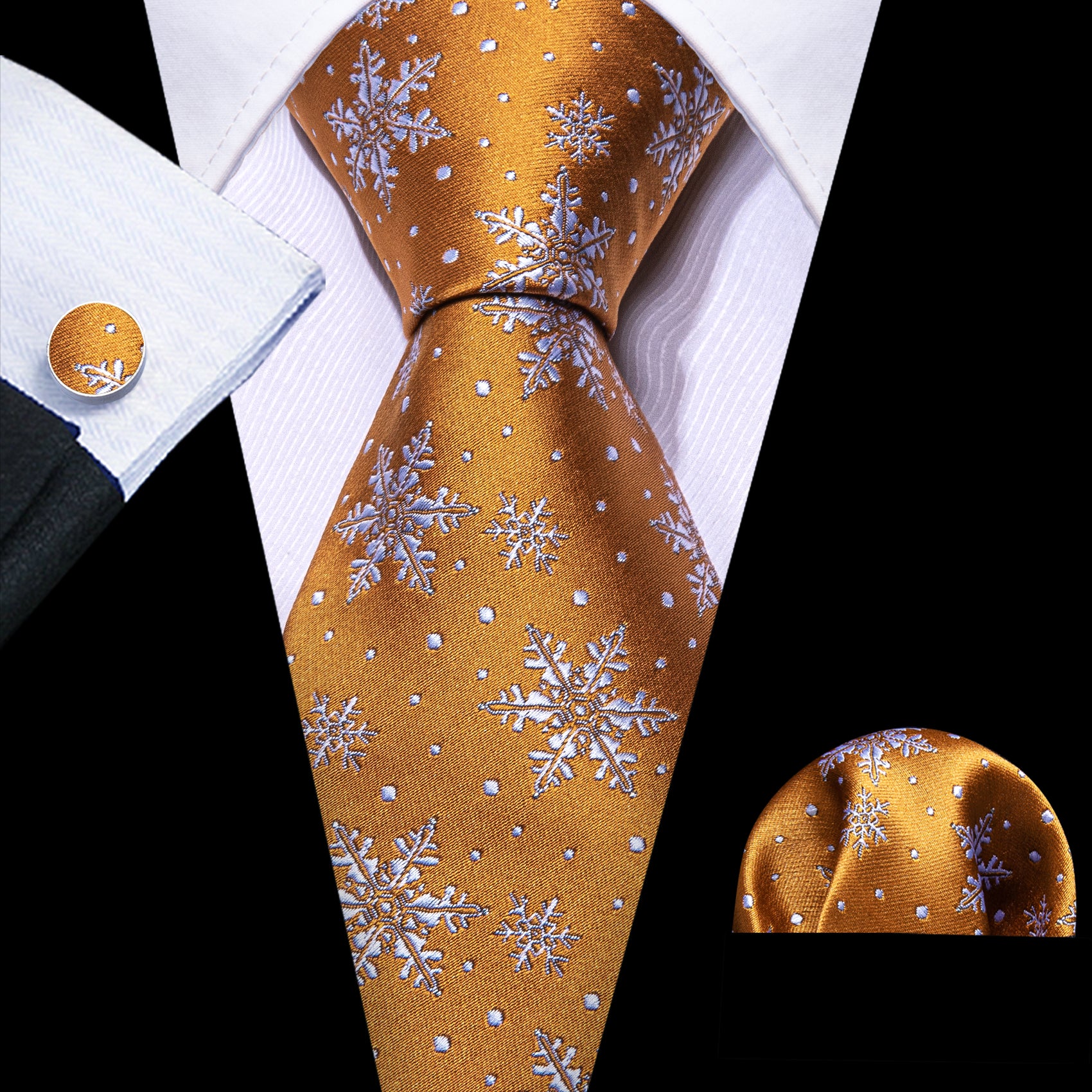 Snowflake Tie – Blue Mens Christmas Tie with White Snowflake Neck Tie also  Available as a Skinny Tie.