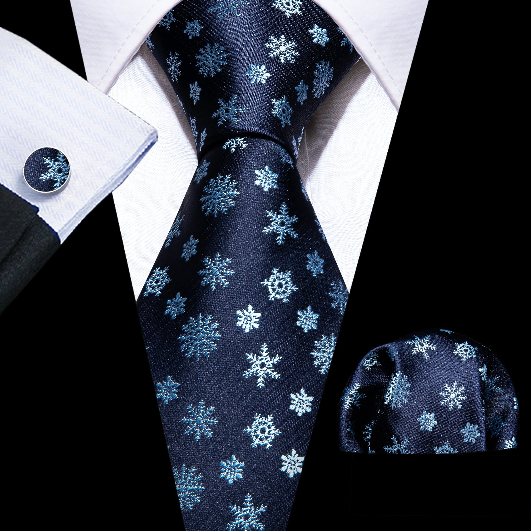 Snowflake Tie – Blue Mens Christmas Tie with White Snowflake Neck Tie also  Available as a Skinny Tie.