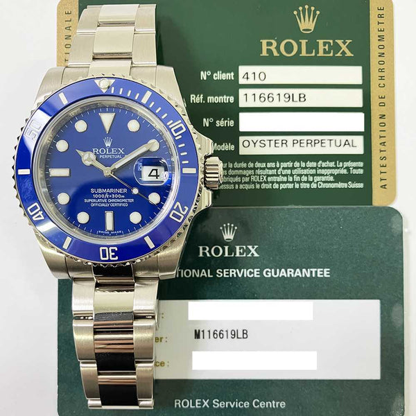 Rolex Submariner Date 116619LB blue, blau, 2020, Eu, unworn, smurf, B&P 