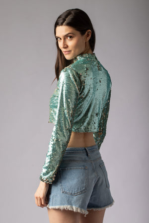 mint green sequin top