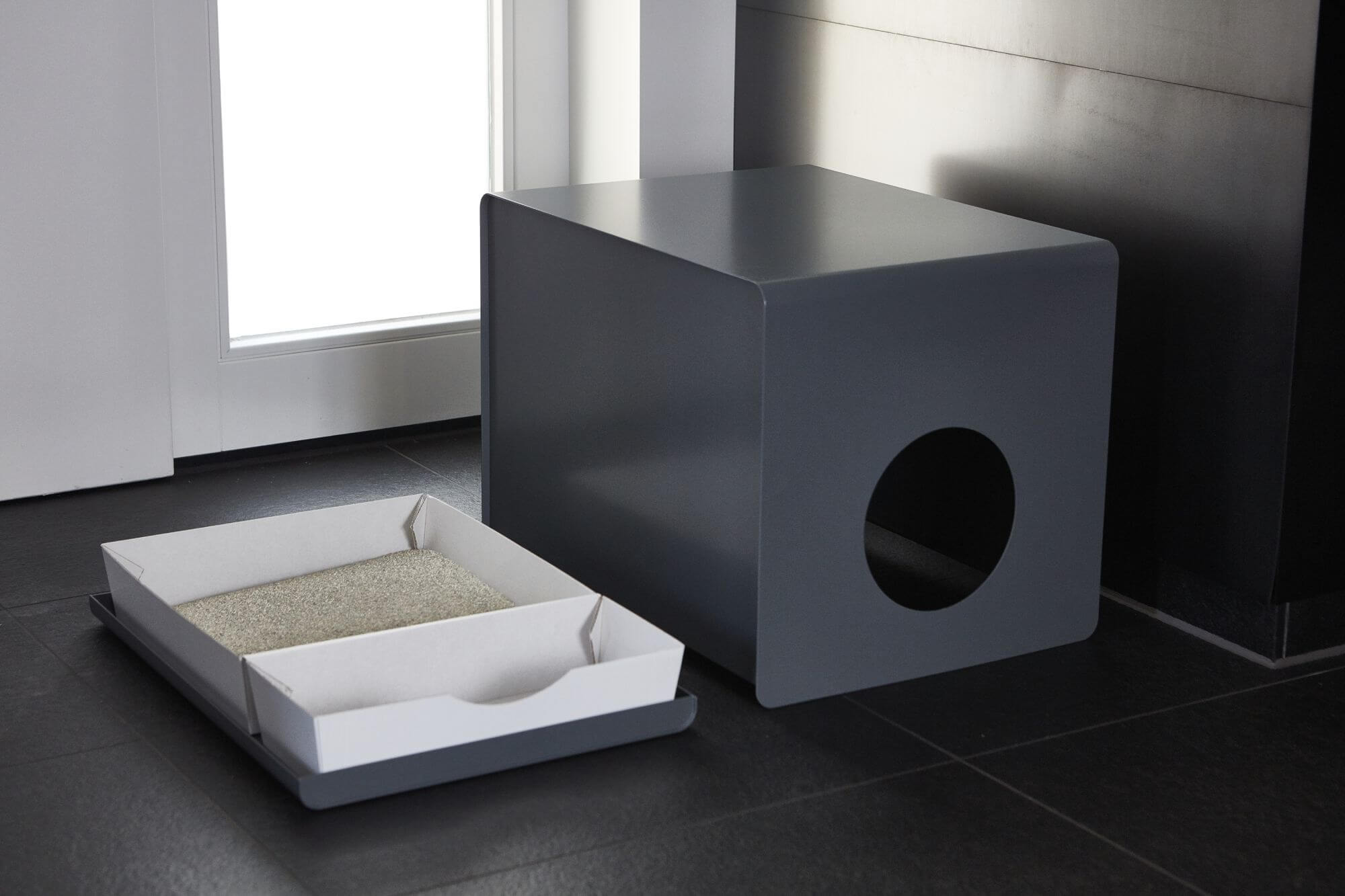 Furst Cabinet De Toilette Design Pour Chat En Aluminium