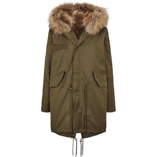 Petra Parka Coat m Raccoon Trimming, Hedge Green/Natur