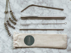 stainless steel straw set with cotton pouch