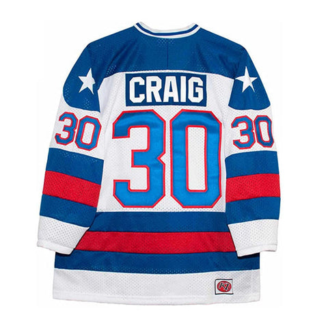 1980 Miracle On Ice Team USA Jim Craig 30 Hockey Jersey Blue with