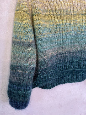Iridia sweater is a great scrap yarn knitting project