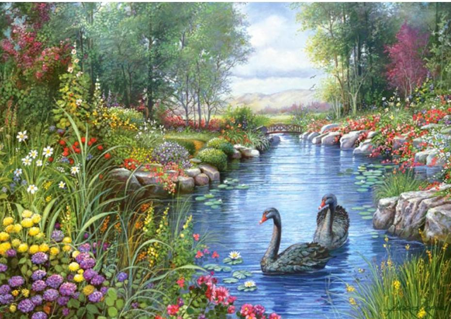 Wonderful Swans in a Beautiful Natural Pond – Paint by Diamonds