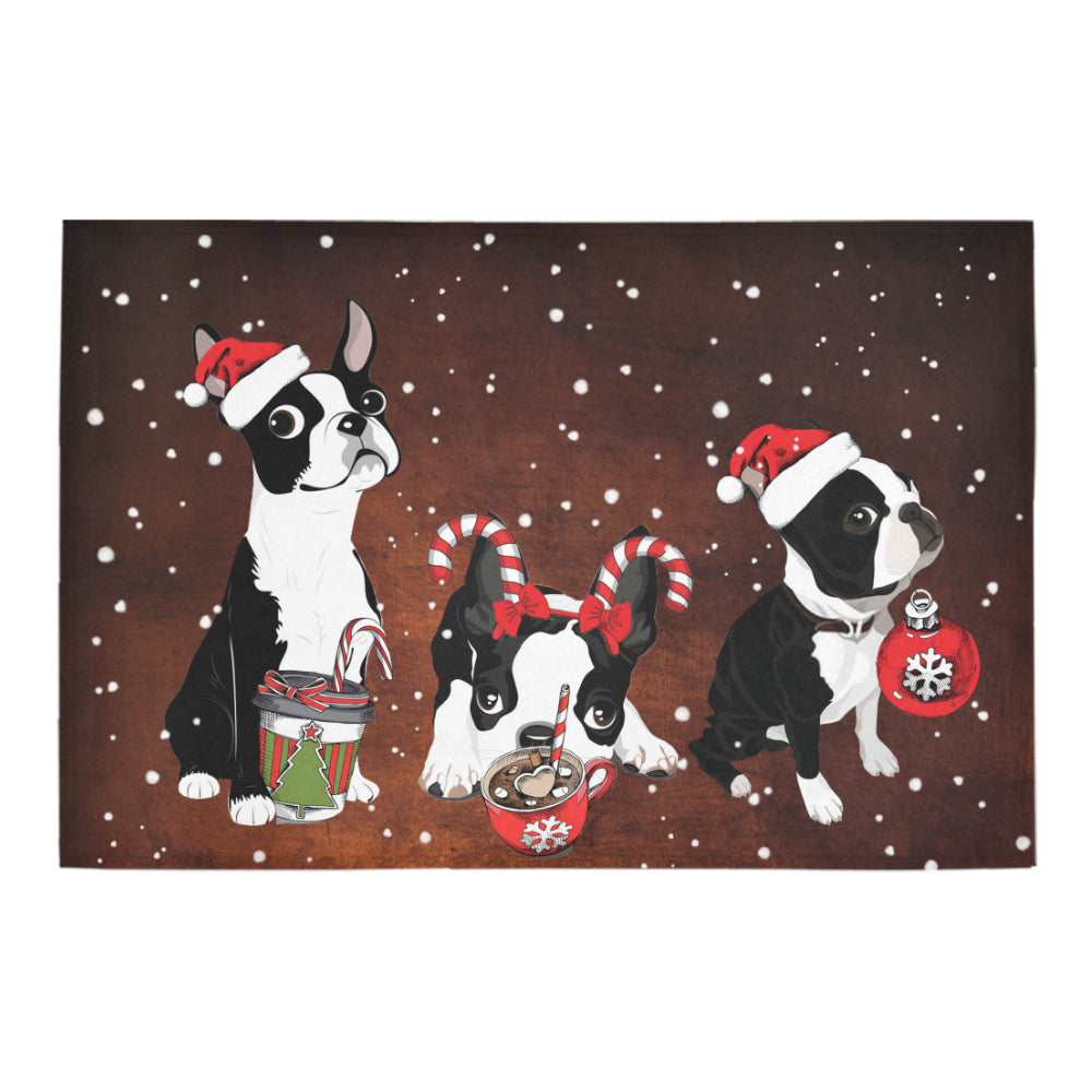 Shn 7 Christmas With Accessories Of Boston Terrier Door Mat 24 X 16