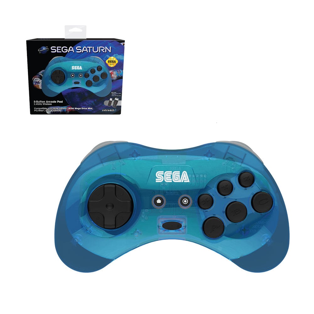 Retro Bit Sega Saturn Wireless 24g Blue Controller Sega Shop Eu 0804