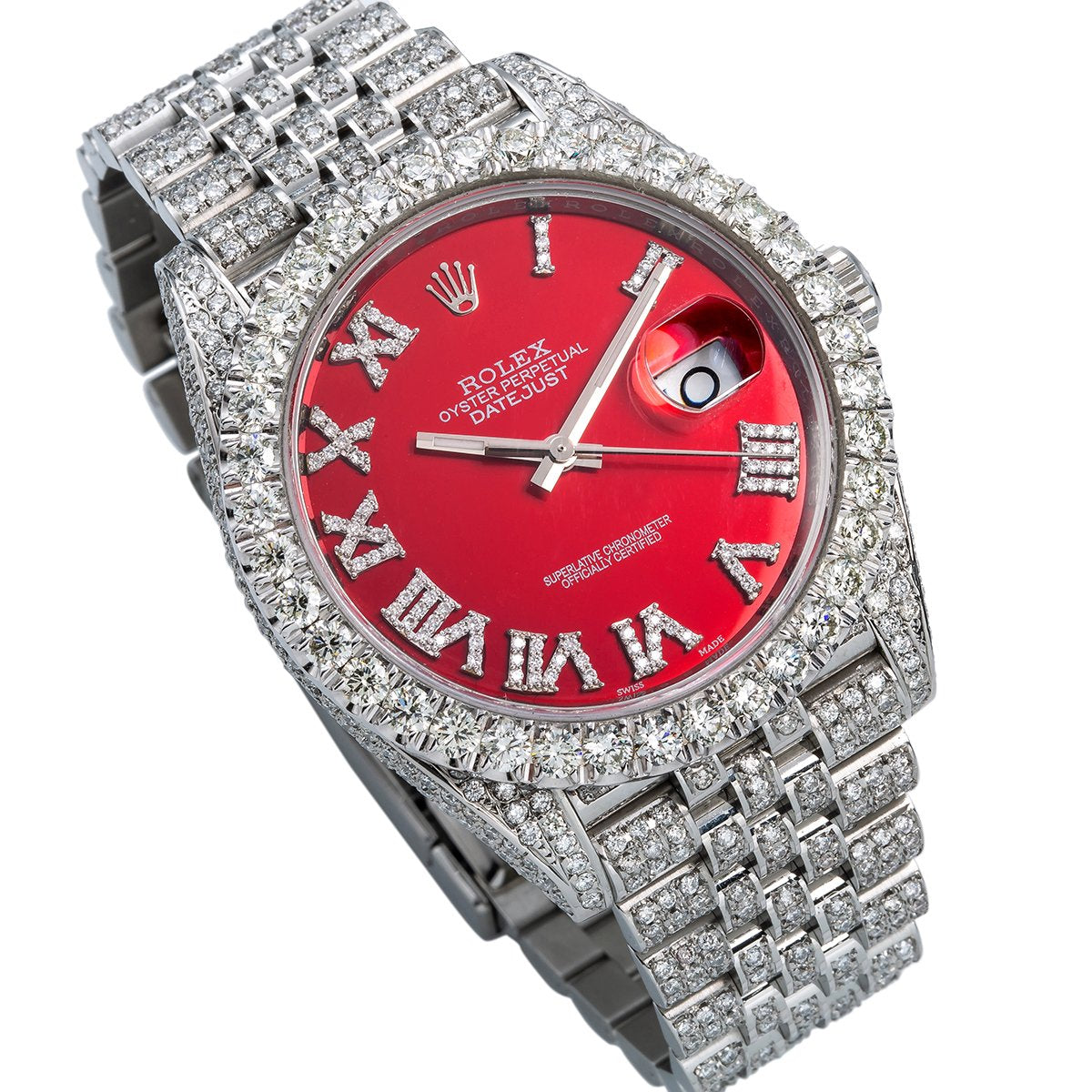 rolex red face with diamonds