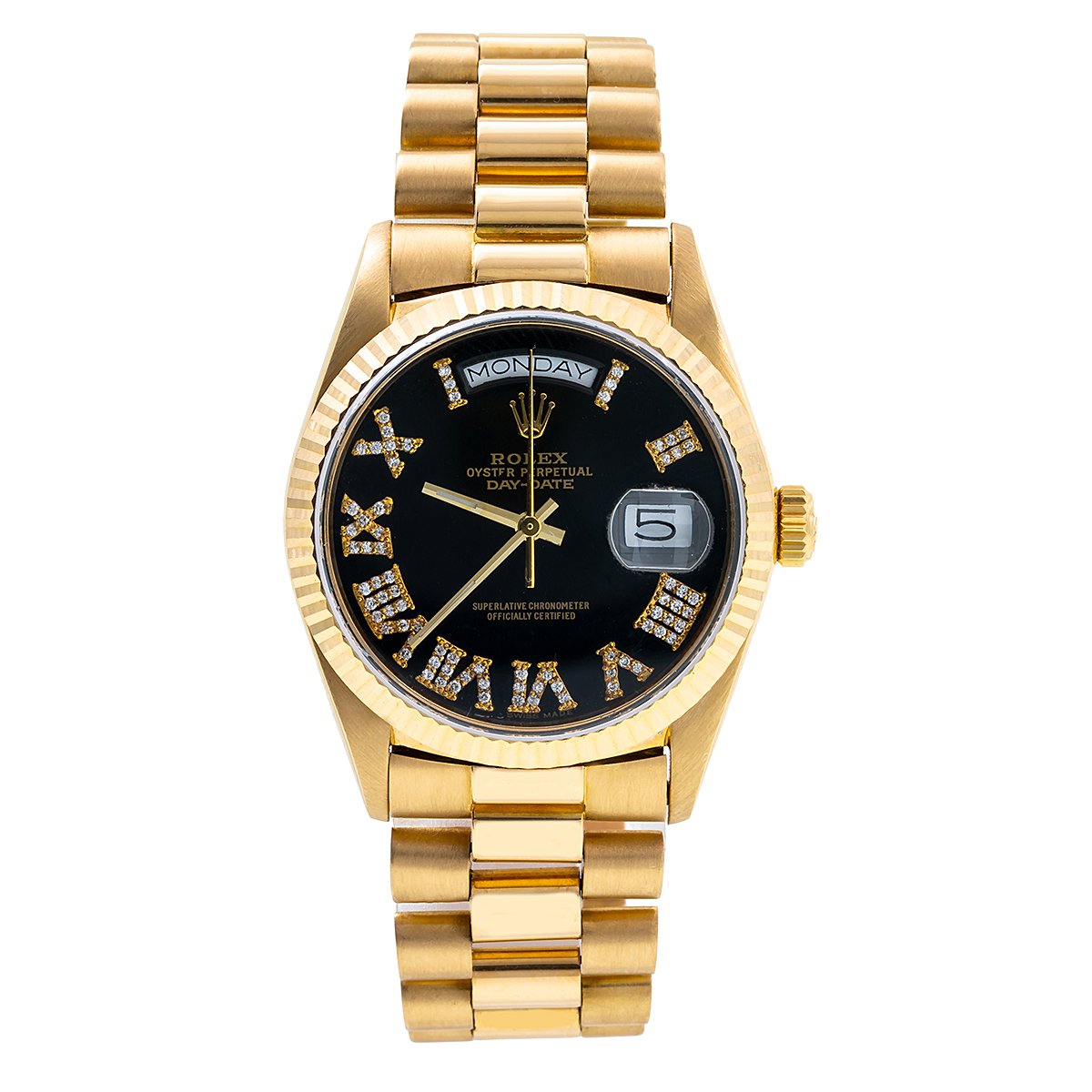 gold rolex presidential black face