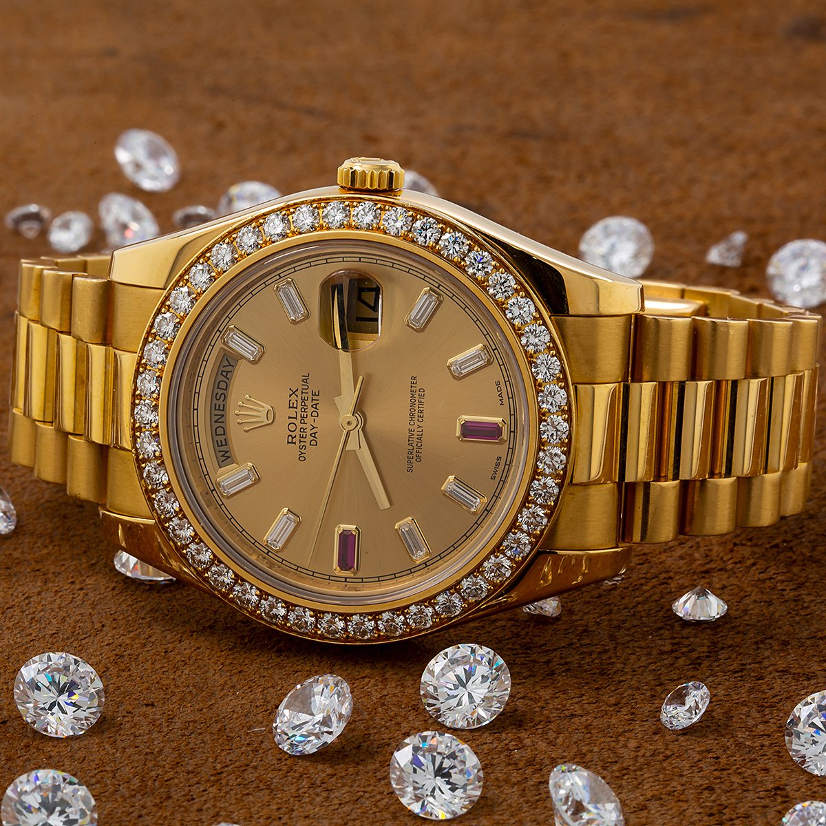 rolex day date factory diamond dial