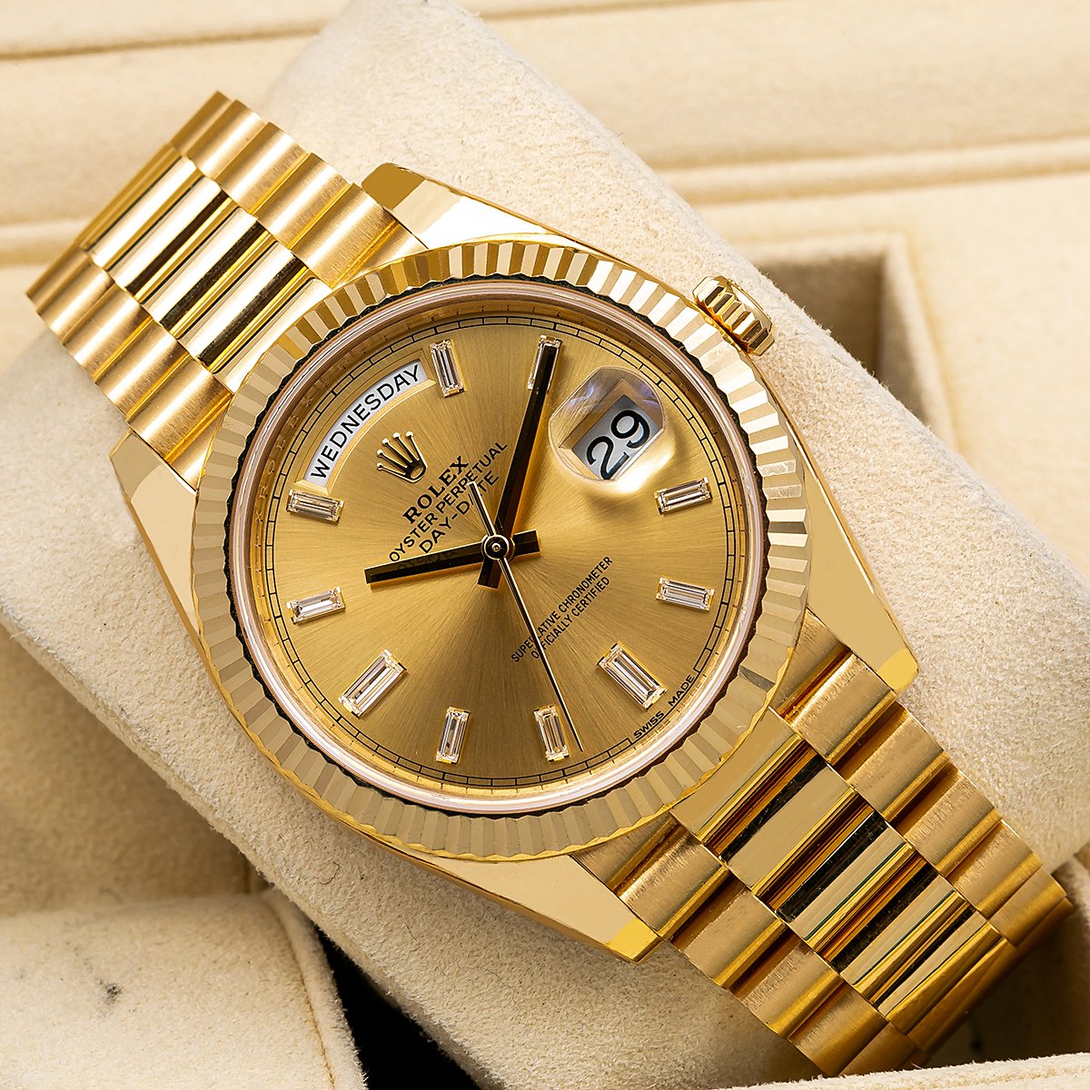 rolex day date gold champagne dial