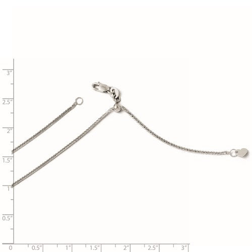 14K White Gold 1 mm Adjustable Quadra Wheat Chain Available Sizes 22"-30"
