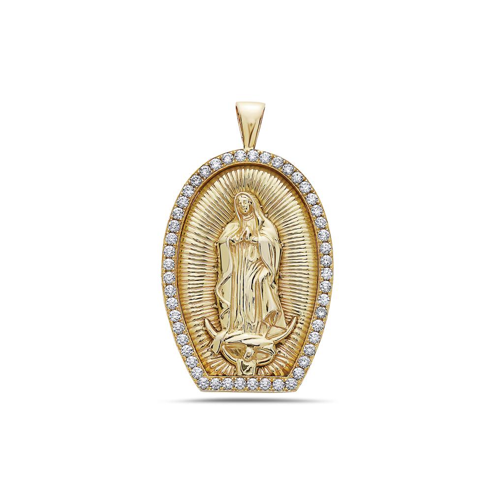 14k gold virgin mary medallion