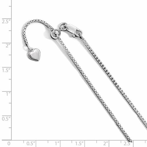 Sterling Silver 1.2 mm Adjustable Popcorn Chain Size 22"