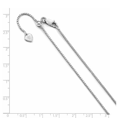 Sterling Silver 1.25 mm Adjustable Round Box Chain Available Sizes 22"-30"