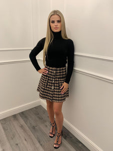 Vanessa Dogtooth Skirt Beige