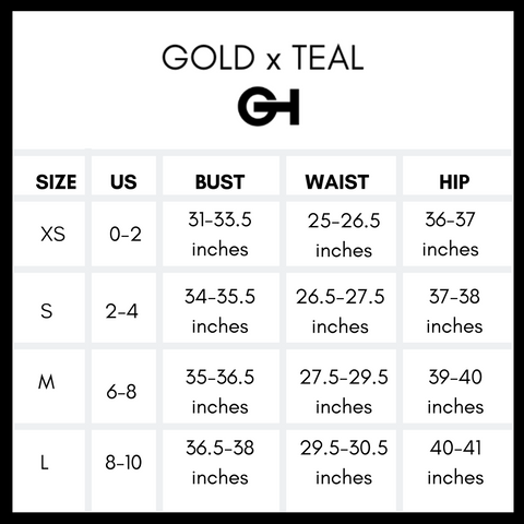 Sizing Reference – GOLD x TEAL