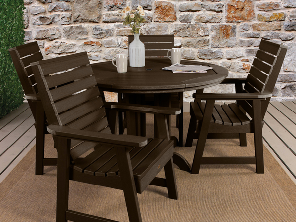 Weatherly 5pc Round Dining Set in Weathered Acorn