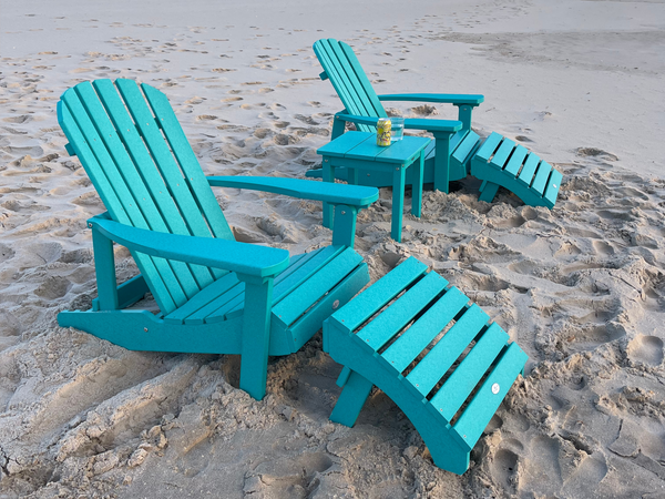 Cape Folding and Reclining Adirondack Chais in Seaglass Blue