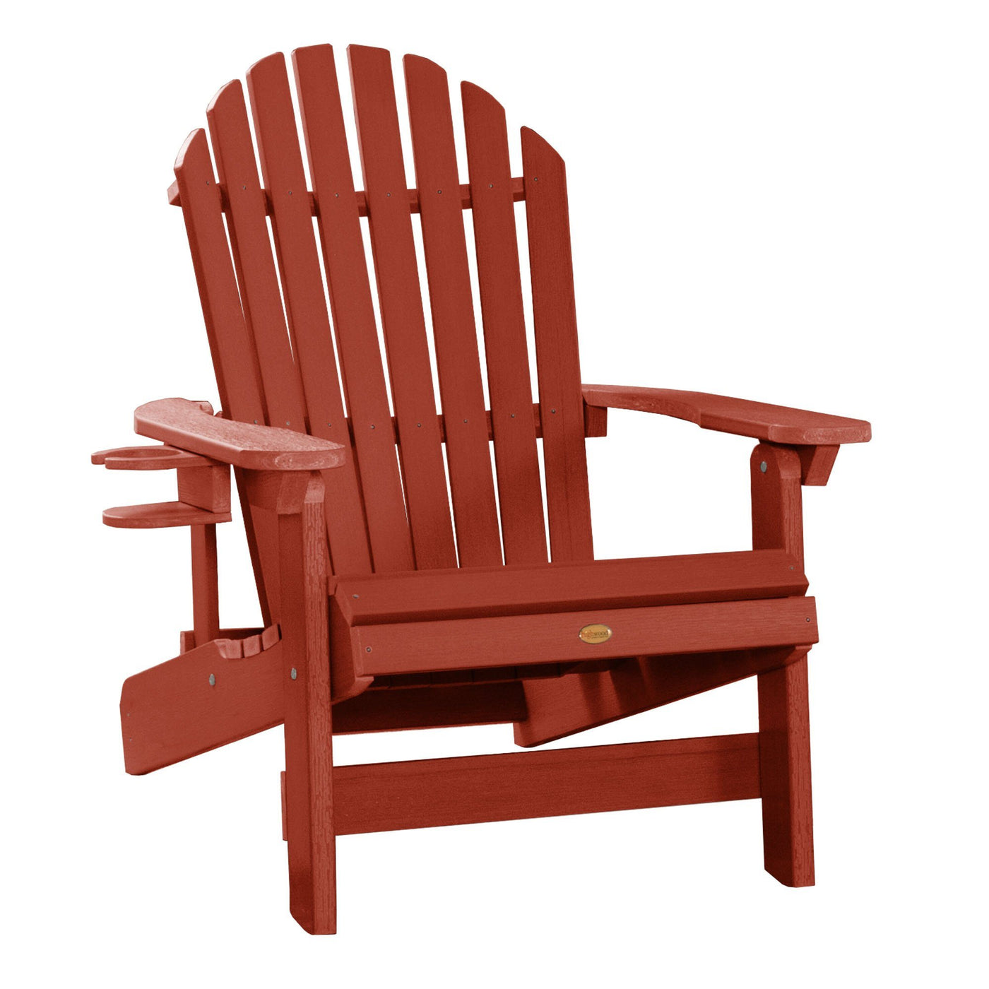 1 King Hamilton Folding and Reclining Adirondack Chair with 1 Easy-add Cup Holder Highwood USA Rustic Red 