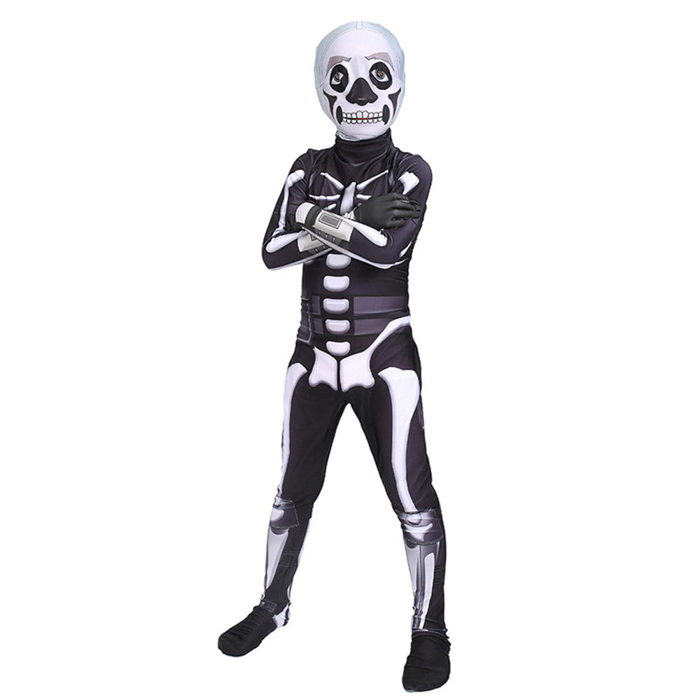 fortnite kids skull trooper cosplay jumpsuit costume for halloween