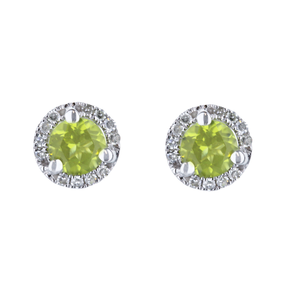 Peridot Stud Earrings with Diamond Halo – Burdeen's Estate Jewelry