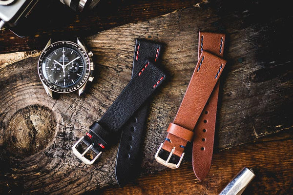 ZEIGR Uhrenarmband Leder 20 mm schwarz & braun für Omega Speedmaster Moonwatch