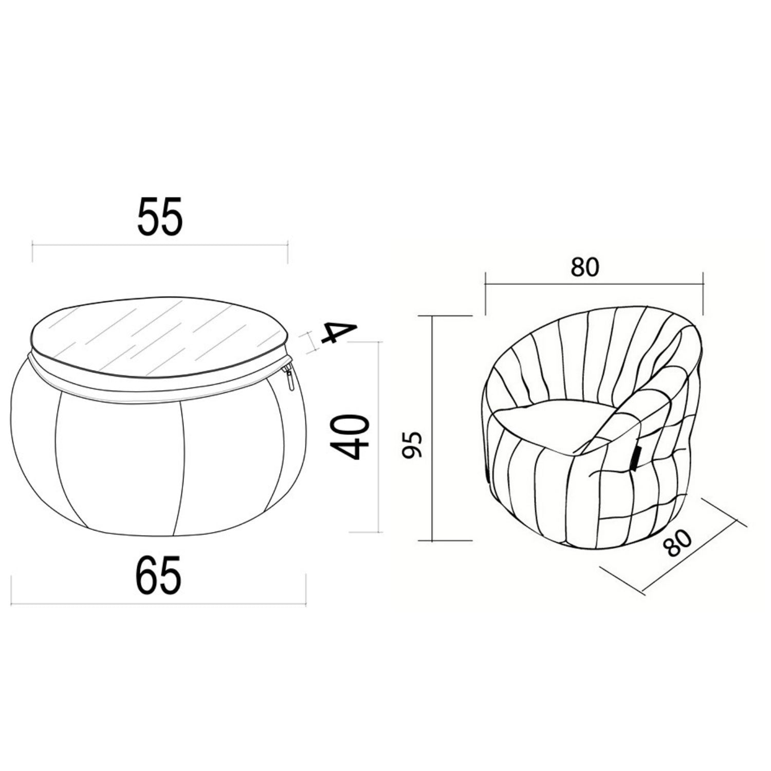 Fjärilschaise dimension