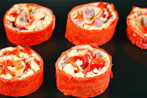 Tortilla pinwheels with wine