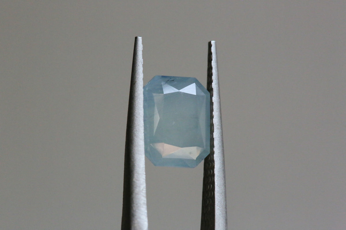 3.5 carat Milky Blue Modified Emerald Cut