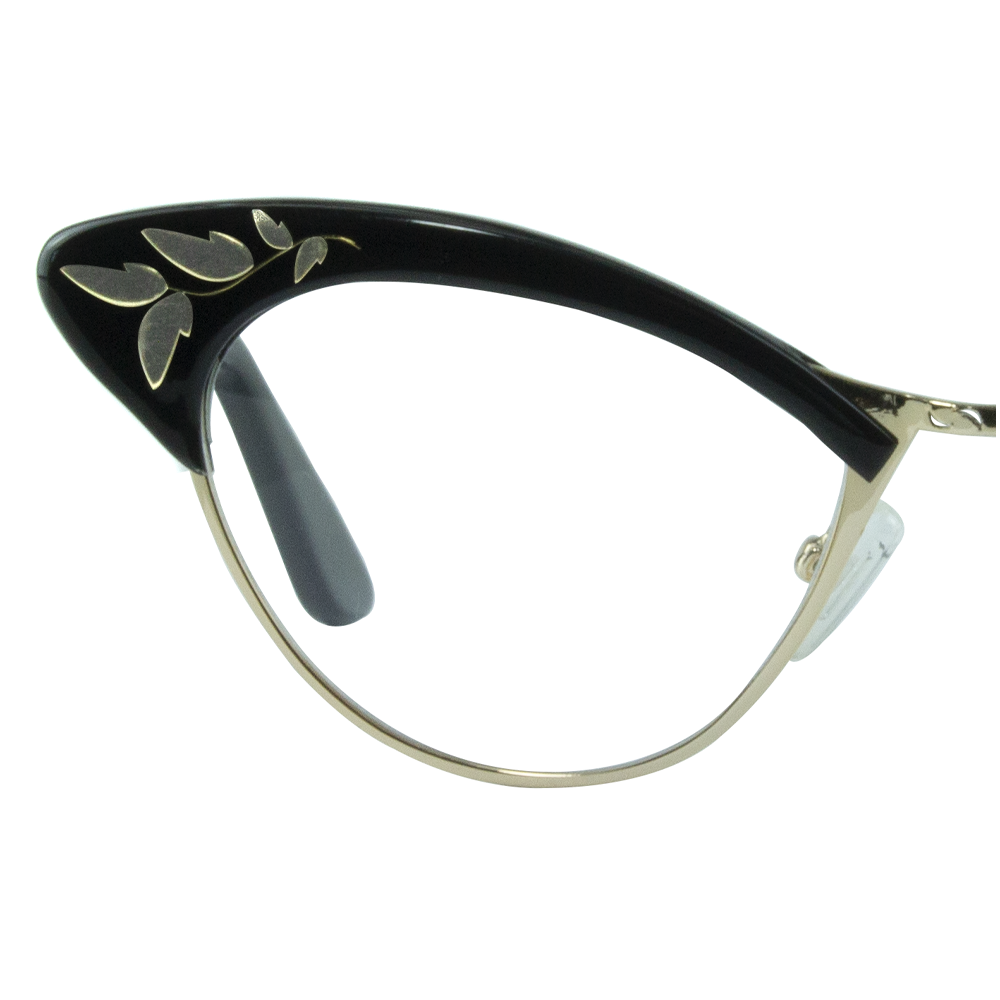 Cat Eye Glasses | Black Smoke & Silver Glitter | Glimmer by JOIUSS™