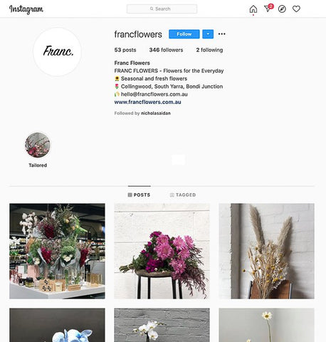 Franc Flowers Instagram Page 