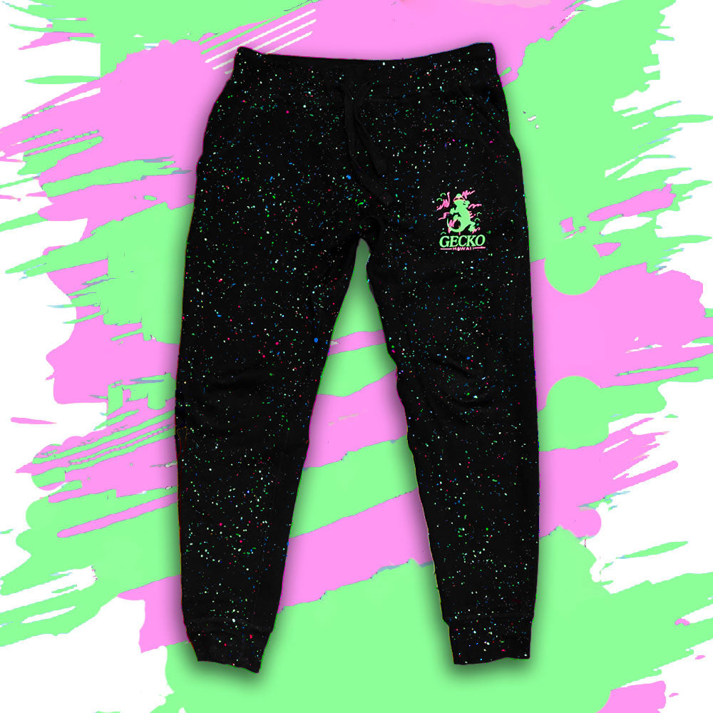 Glow-In-The-Dark SPLATTER Space Gecko Joggers - Gecko Hawaii product image