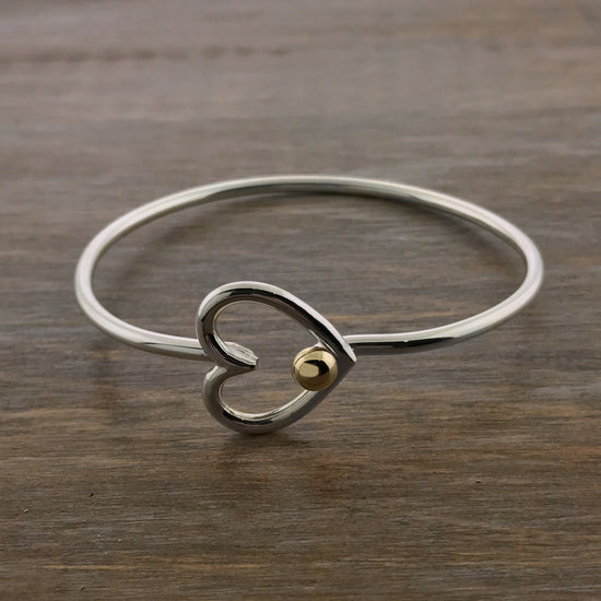 Heart Hook Bracelet - Sterling Silver & 14K Gold 3mm 7.5 inch - C32CHRTHK75