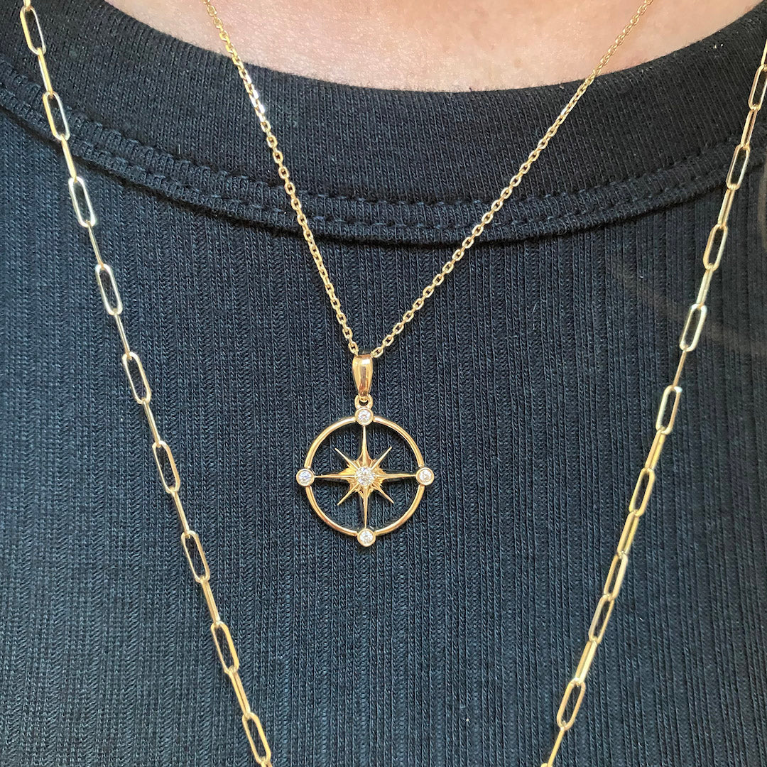 14k Solid Gold Pendant Compass, Personalized Pendant for Men and Women -  Etsy