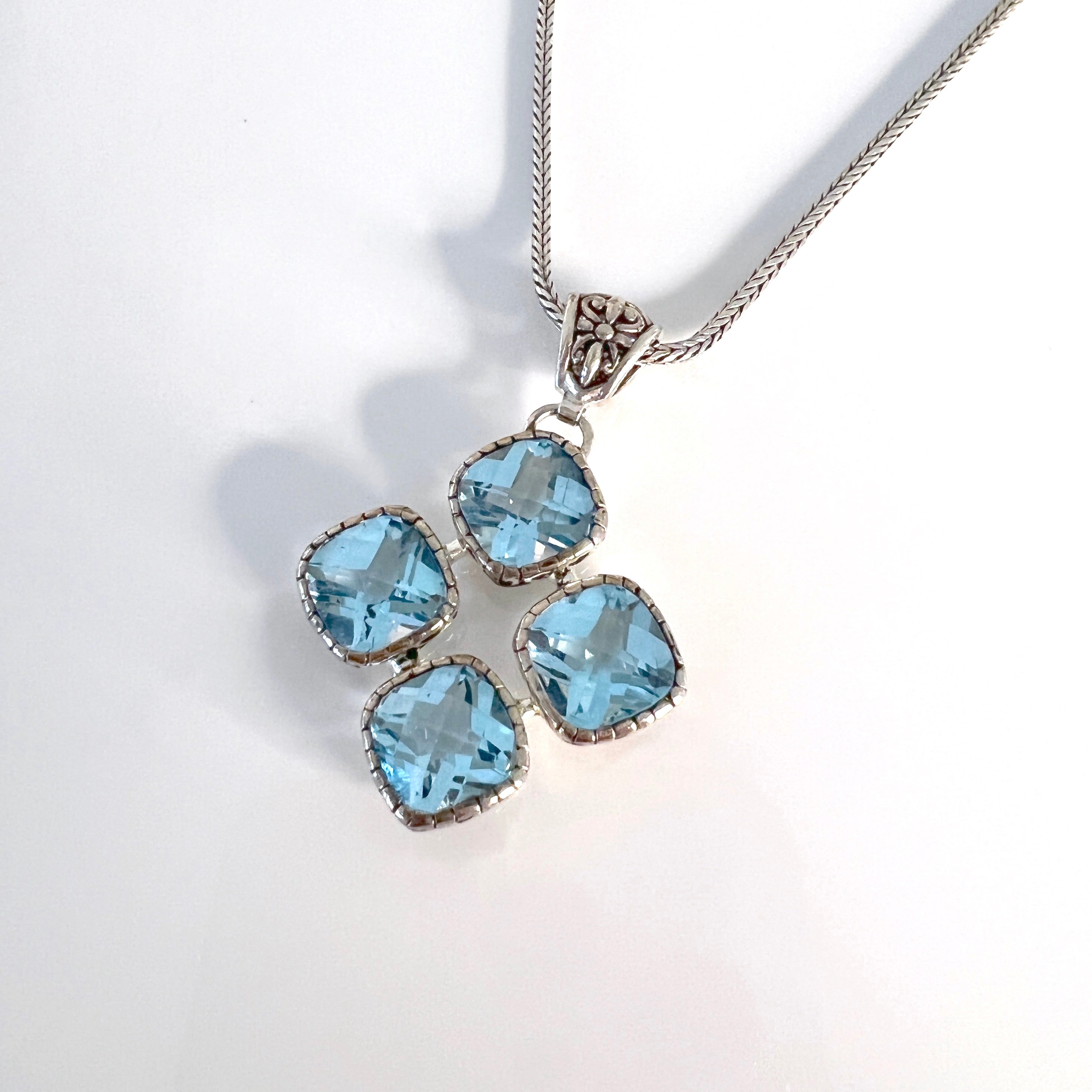 Exclusive White Gold Pearshape Blue Topaz Bead Pendant Necklace - London  Road Jewellery