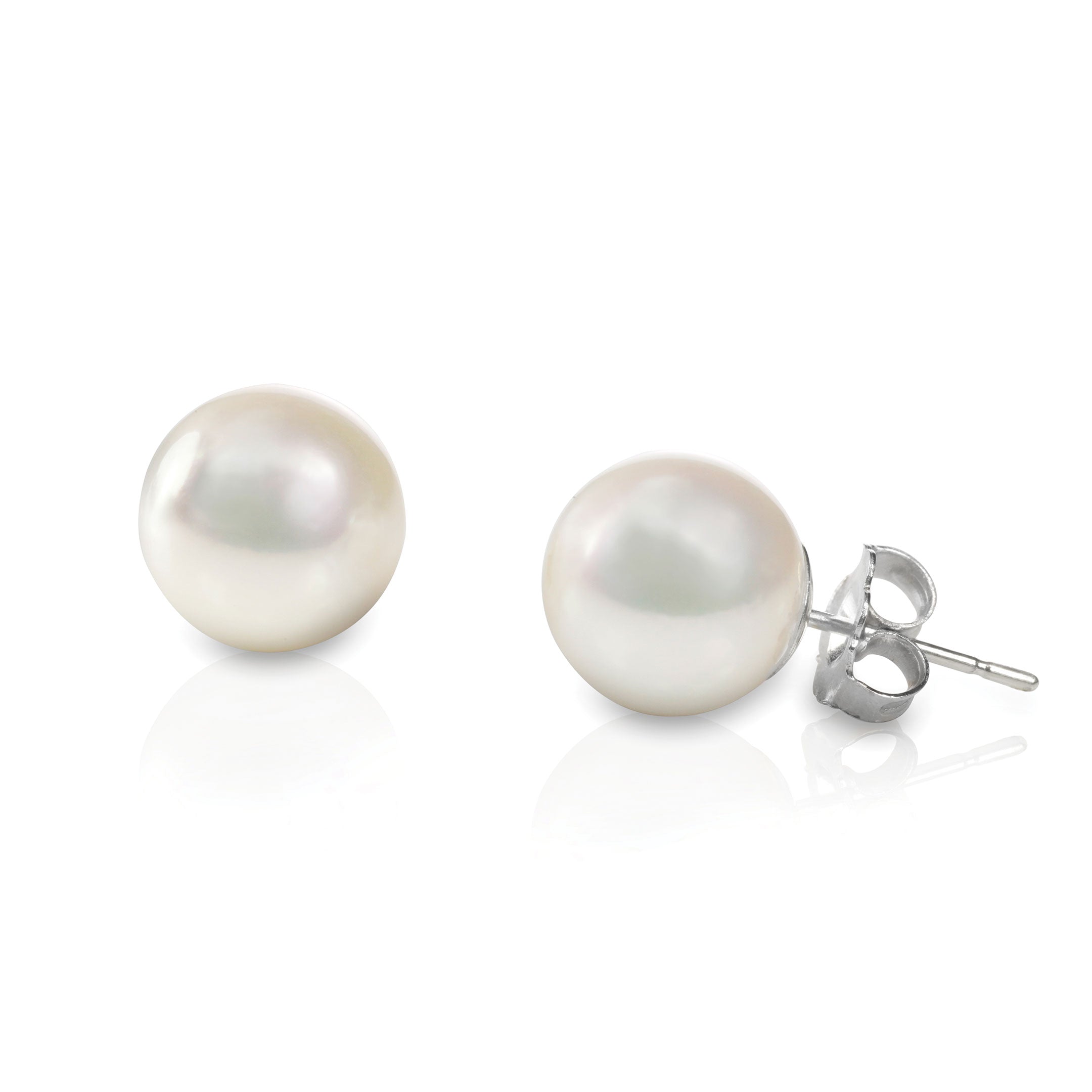 14k Yellow Gold 7.25 MM Cultured Saltwater Pearl & Diamond Stud Earrings –  Exeter Jewelers