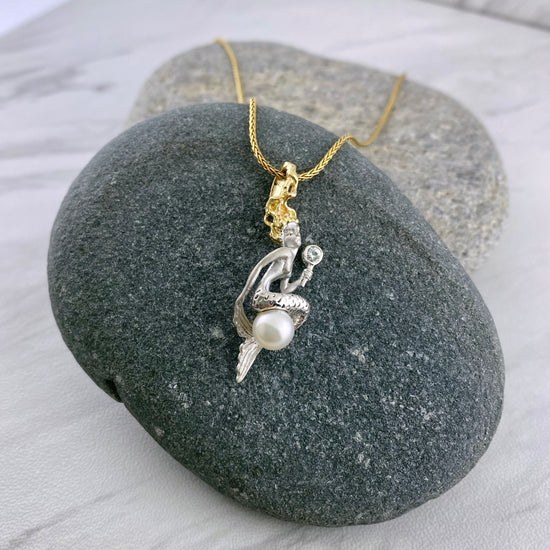 Goldie the Mermaid Pendant with Fresh Water Pear.