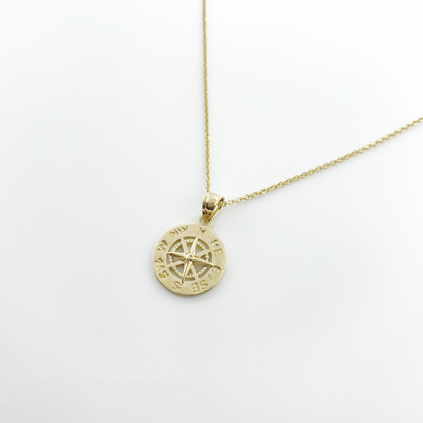 Diamond Nautical Compass Pendant Necklace 14k Rose Gold 0.66ct - AD1317