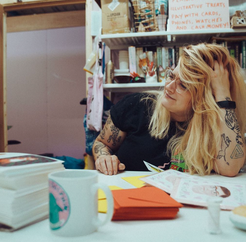 Fernandes Makes sitting in artist studio in Isington mill, Salford 