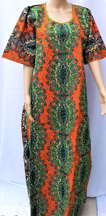 Ankara Dress - Orange Embroidered with Stones — Carry Go Market
