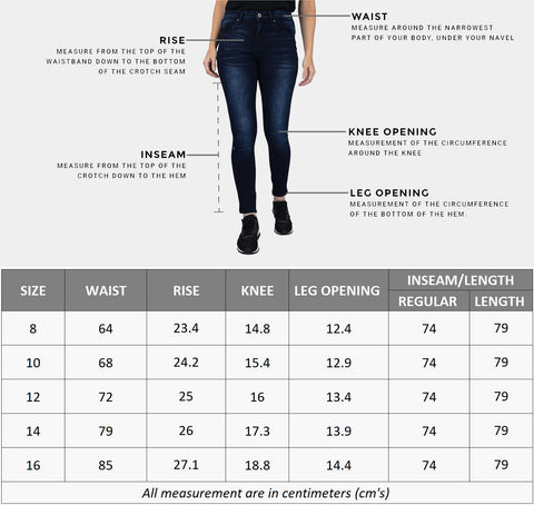 Womens Skinny Jeans Size Chart